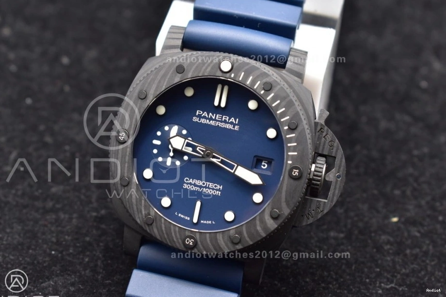 Blue Blue SBF Dial P900 Rubber Best on Carbotech W Strap 1:1 Edition PAM1232 0406